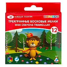 Мелки восковые "Цветик", 12 шт., треугольные