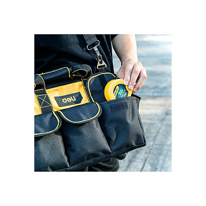 Сумка для инструментов Deli YS EDL430116, 360х180х250 мм, ткань Oxford, черный, желтый - 11