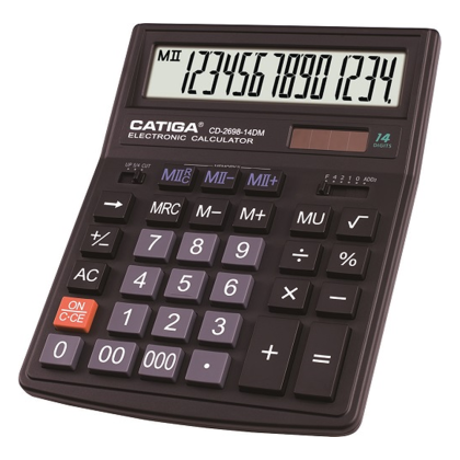 Калькулятор настольный CD-2698-14DM Catiga, 14-разрядный, пластик, черный