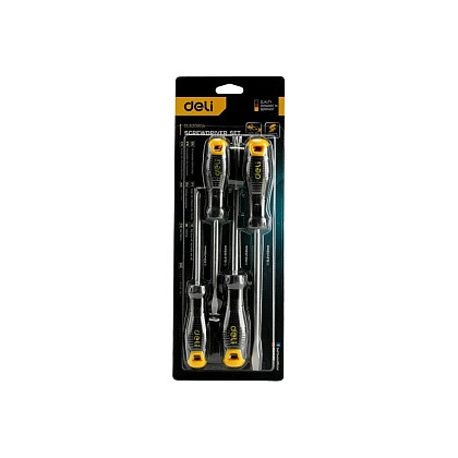 Набор отверток Deli YS EDL620004, 4 шт, SL5x100, SL6x150, PH1x100, PH2x150, черный, желтый - 2