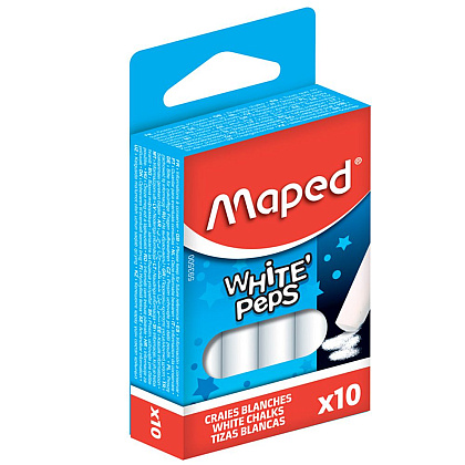 Мелки для доски круглые Maped "White Peps", 10 шт, белый