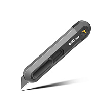 Нож строительный Deli HS EHT4008, 135x30 мм, трапеция, Soft Touch, черный