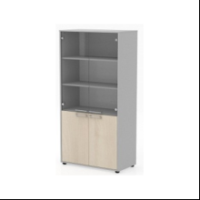 Коллекция Титан Шкаф ТН450/2+ТНД22+ТНС32_гр+ТНТ80/2, 800х400х1825, с комбинироваными дверями (графит) и топом