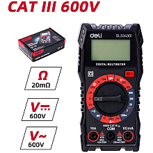 Мультиметр цифровой Deli RS EDL334301, 600В, универсальный, черный