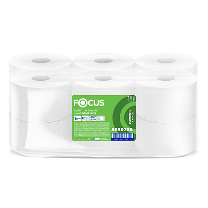 Бумага туалетная  Focus Eco, 450 метров, 1 слой, 100% целлюлоза