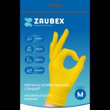 Перчатки латексные хозяйственные "Zaubex", р-р M, желтый