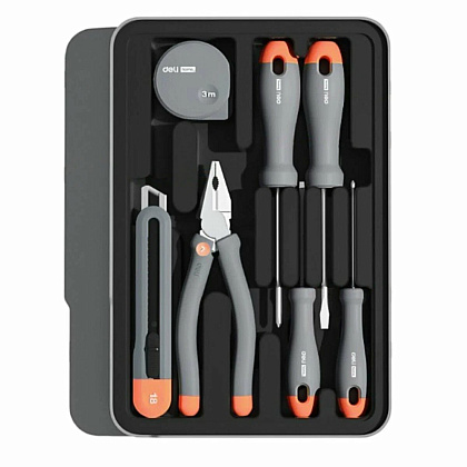Набор ручного инструмента Deli HS H1001-ADE, 15 предметов, бокс, Soft Touch, оранжевый - 2