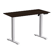 Стол с электроприводом WellDesk Basic 1300x675х18 белый/дуб термо черно-коричневый (9191460+9178193)