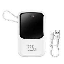 Внешний аккумулятор Baseus "Qpow Pro Digital Display Fast Charge Power Bank", 10000 mAh, белый