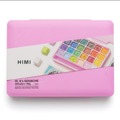 Краски гуашевые "Himi Jelly Cup. New vision", 24 цвета, кювета, розовый футляр - 7