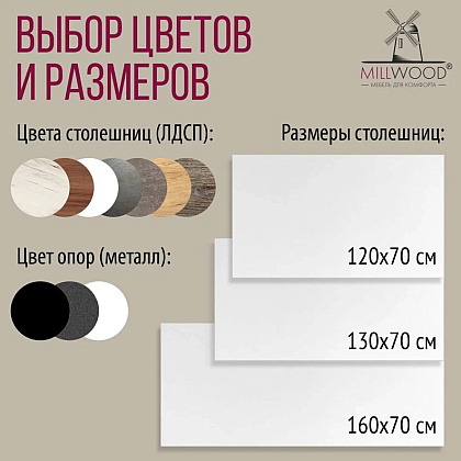 Стол письменный Millwood Лофт Сиэтл (ДТ-5), 1300х700 мм, белый - 11