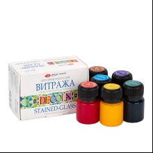 Краска акриловая для витража "Декола", набор 6 цветов, 20 мл, банки