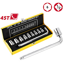 Набор головок торцевых Deli YS EDL2010T, 10-24 мм, 1/2", 10 шт., серебристый