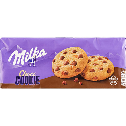 Печенье с кусочками молочного шоколада "Milka", 126 гр