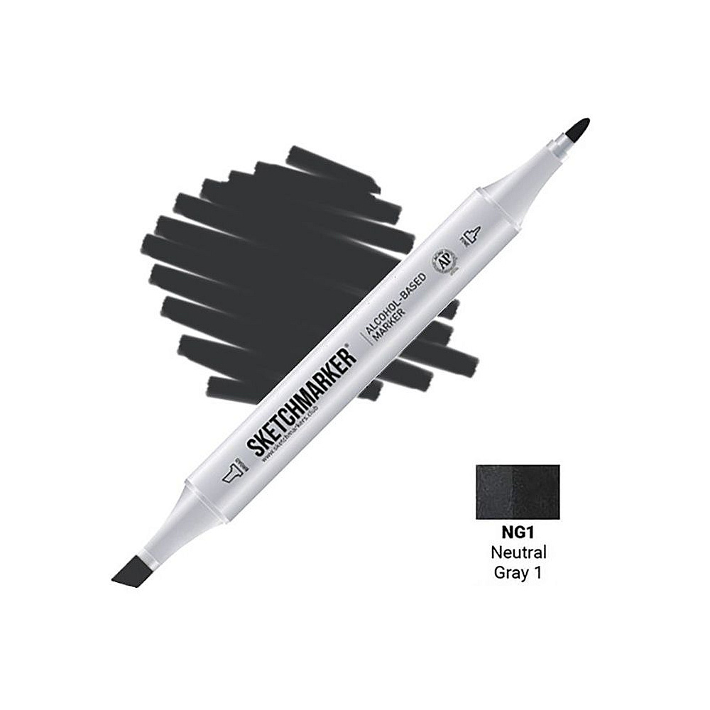 Маркер перманентный двусторонний "Sketchmarker", NG1 серый нейтральный №1