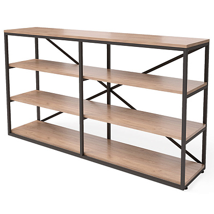 Стеллаж "Loft ОR-1", 1600х350х900 мм, черный, табачный крафт