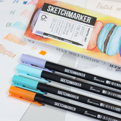 Ручка капиллярная "Sketchmarker Artist fine pen Pastel", 6 шт - 4