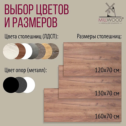 Стол письменный Millwood Лофт Сиэтл (ДТ-5), 1600х700 мм, дуб табачный крафт, белый - 10