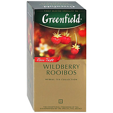 Чай "Greenfield" Wildberry Rooibos, 25 пакетиков x1.5 г, черный, с кусочками земляники и клюквы