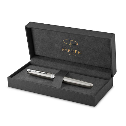 Ручка-роллер Parker "Sonnet Core Stainless Steel CT", 0.7 мм, серебристый, стерж. черный - 4