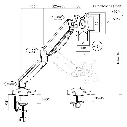 Кронштейн для монитора LUMI LDT46-C012E (на один монитор), черный - 9