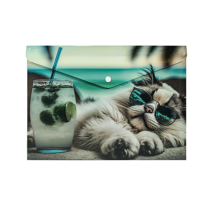 Папка-конверт на кнопке "Chillout cat", А5, разноцветный