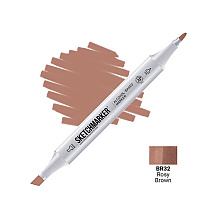 Маркер перманентный двусторонний "Sketchmarker", BR32 коричнево-розовый