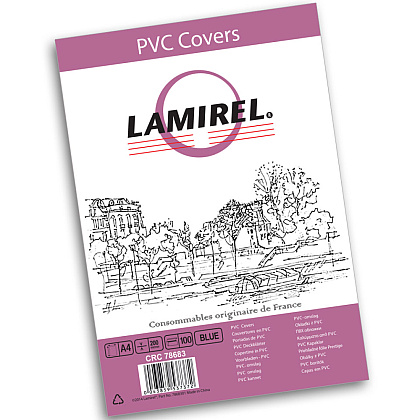Обложка Lamirel Transparent A4, PVC, синий, 200мкм, 100 шт 