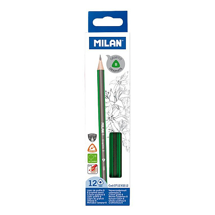 Карандаш простой "Milan", B, без ластика, разноцветный - 2