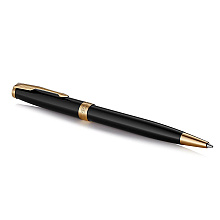 Ручка шариковая автоматическая Parker "Sonnet Lacquer Deep Black GT", 0.7 мм, черный, золотистый, стерж. черный