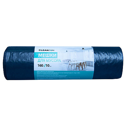 Мешки для мусора "Cleanton", 50 мкм, 160 л, 10 шт/рулон