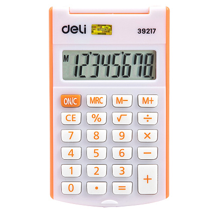  Калькулятор карманный Deli "Easy 39217", 8-ми разрядный, пластик, белый, оранжевый - 2