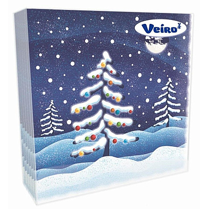Салфетки бумажные Veiro 33*33см с рисунком Шары на елке сервировочные, 20шт/упак
