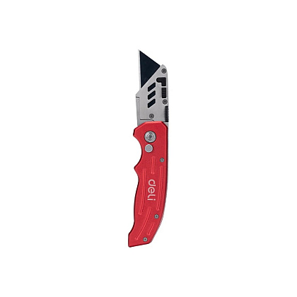 Нож строительный складной Deli RS EDL040, трапеция, 19T, красный - 3