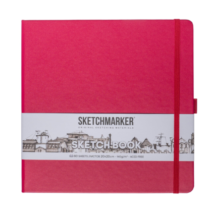 Скетчбук "Sketchmarker", 80 листов, 20x20 см, 140 г/м2, маджента 