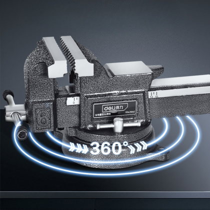 Тиски стальные Deli YS EDL2905Z, поворотные, с наковальней, 5"-125 мм - 4