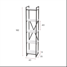 Стеллаж "Loft CH-2", 400х350х1820 мм, черный, белый крафт