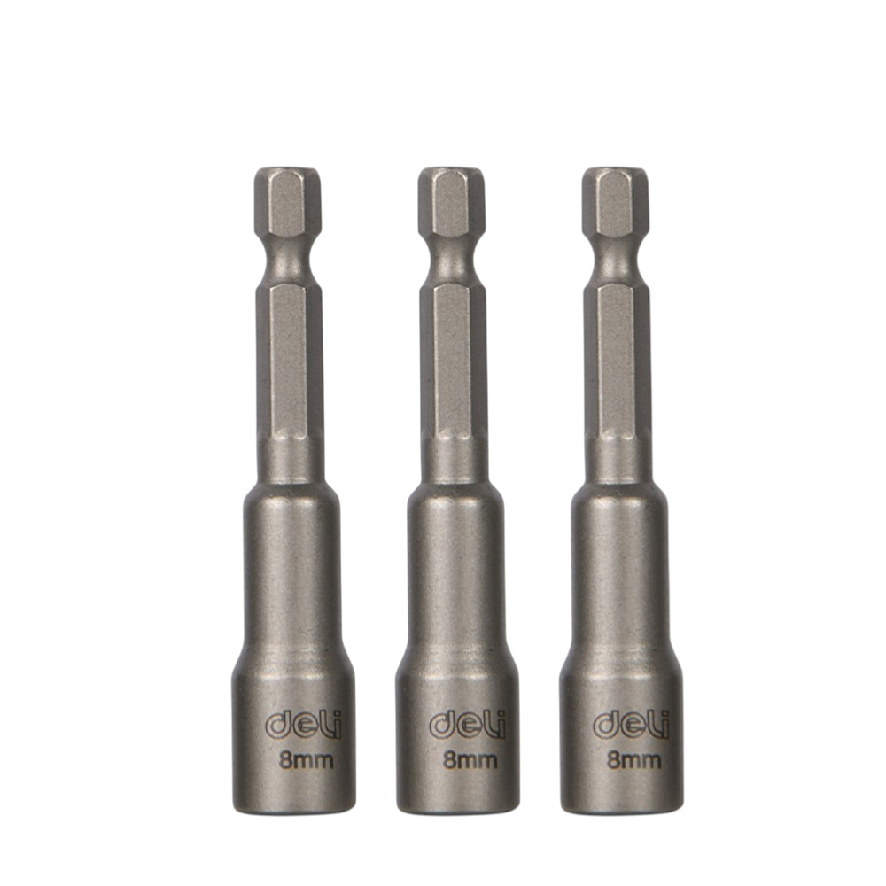Набор насадок шестигранных магнитных Deli YS EDL4808T, 8 мм, HEX 1/4", серебристый