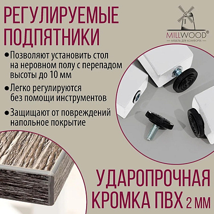 Стол письменный Millwood Лофт Сиэтл (ДТ-5), 1300х700 мм, сосна пасадена, белый - 10