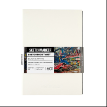 Скетчбук "Sketchmarker Black&White", А5, 120 листов, черный, белый