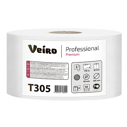Бумага туалетная "Veiro Professional Premium", 2 слоя, 1 рулон, 170 м