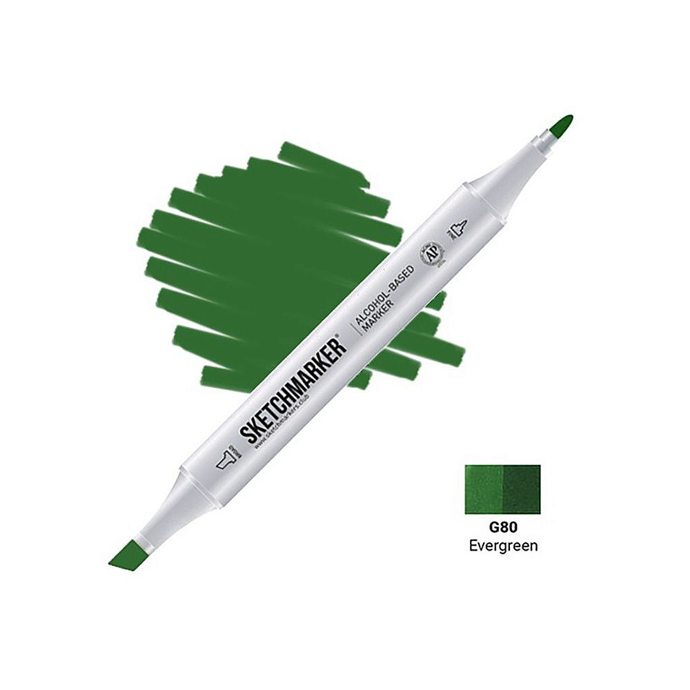 Маркер перманентный двусторонний "Sketchmarker", G80 вечнозеленый
