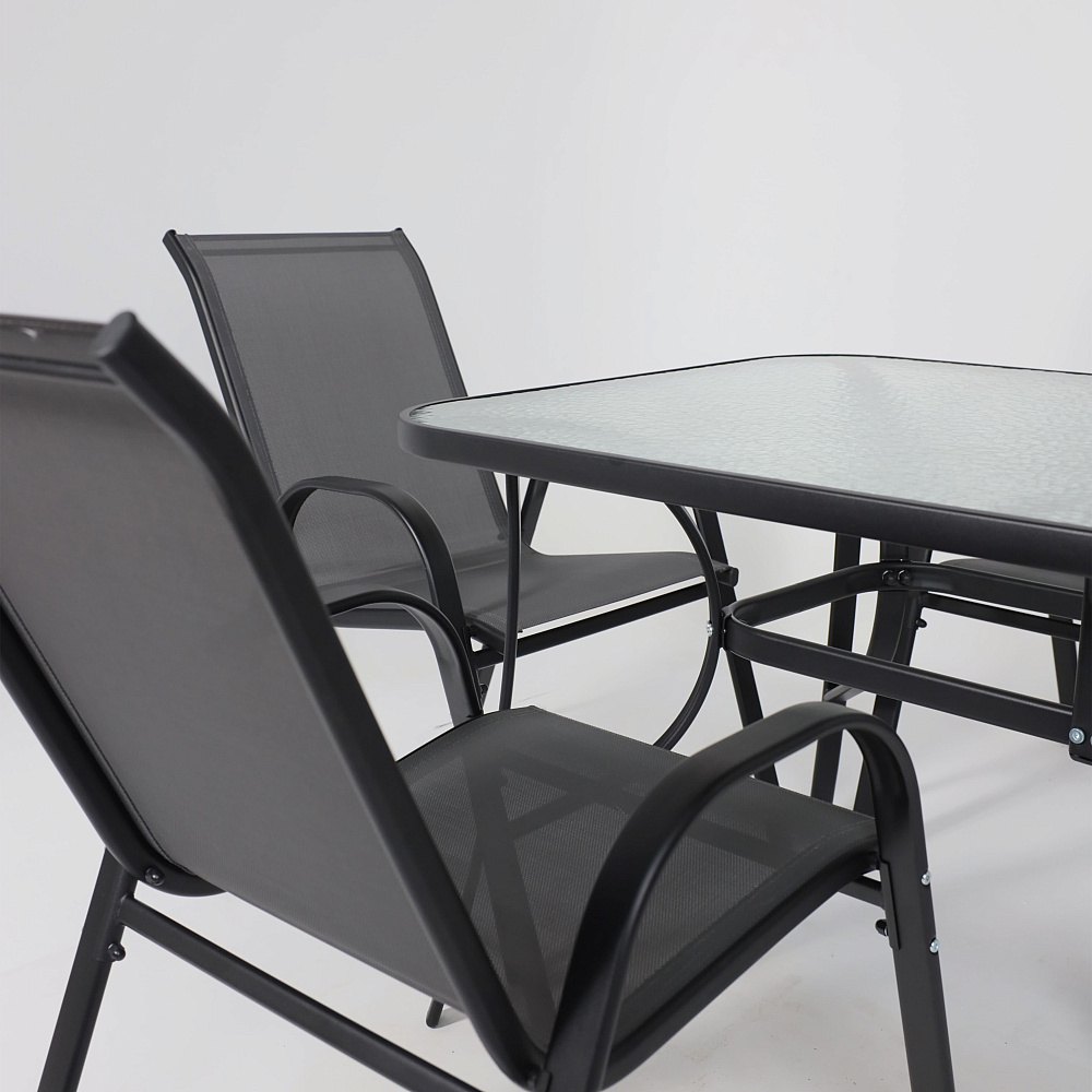 Комплект мебели садовой AksHome SUNBEAM (стол 1 шт, 6 кресел, зонт 1 шт), серый, черный - 21