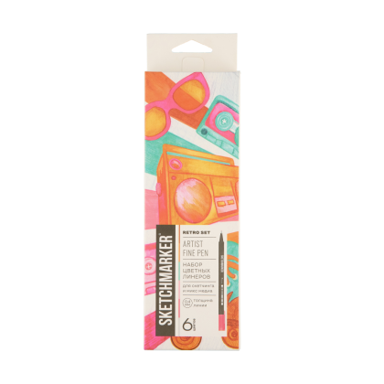 Ручка капиллярная "Sketchmarker Artist fine pen Mid", 6 шт