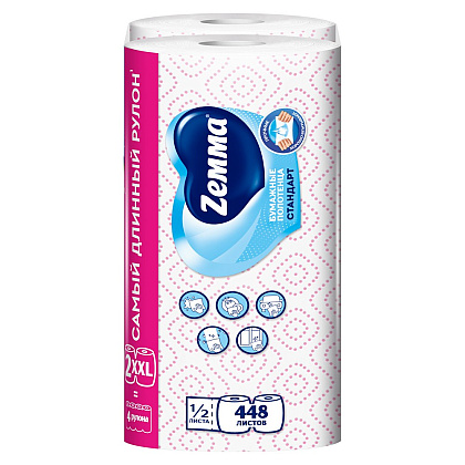 Полотенца бумажные Zemma Стандарт XXL, 2 рулона, 2 слоя, декор - 3