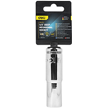 Головка торцевая шестигранная Deli YS EDQ4313 1/2", 13 мм, глубокая, серебристый