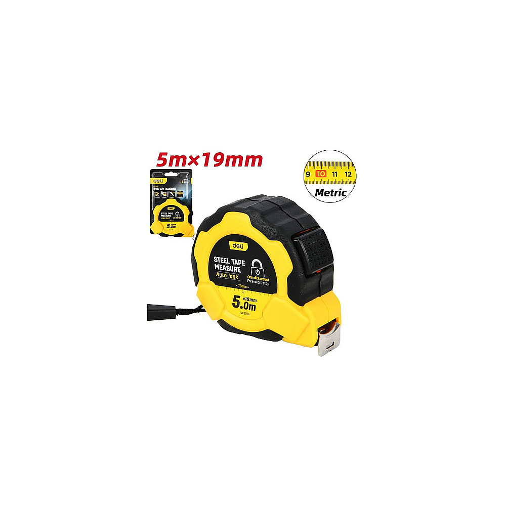 Рулетка Deli YS EDL3796, 5 м х 19 мм, желтый, черный - 2