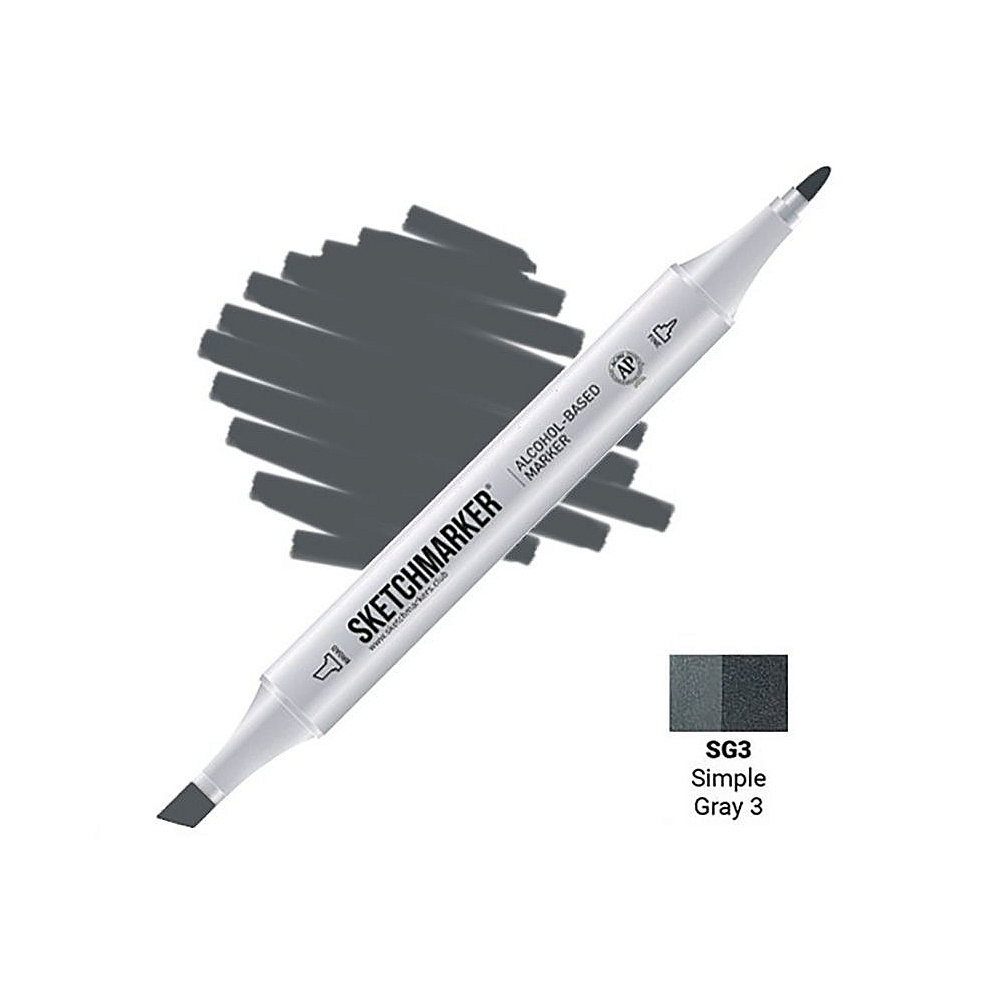 Маркер перманентный двусторонний "Sketchmarker", SG3 серый простой №3