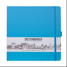 Скетчбук "Sketchmarker", 80 листов, 20x20 см, 140 г/м2, синий неон 