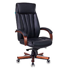 Кресло для руководителя Бюрократ "T-9922WALNUT/Black", кожа, дерево, черный